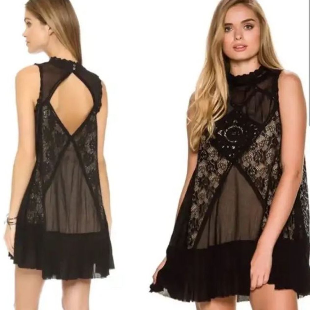 Torrid Lace print boho lined sleeveless key hole women midi dress Sz 1